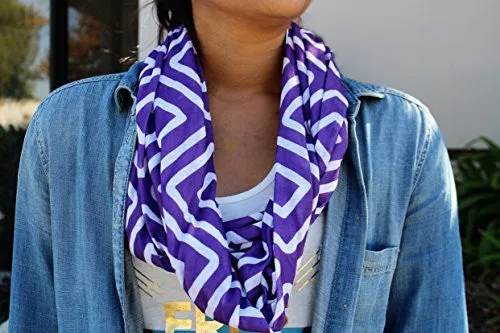 Womens Square Inside of Square Pattern Scarf w/ Zipper Pocket - Pop Fashion (Purple)