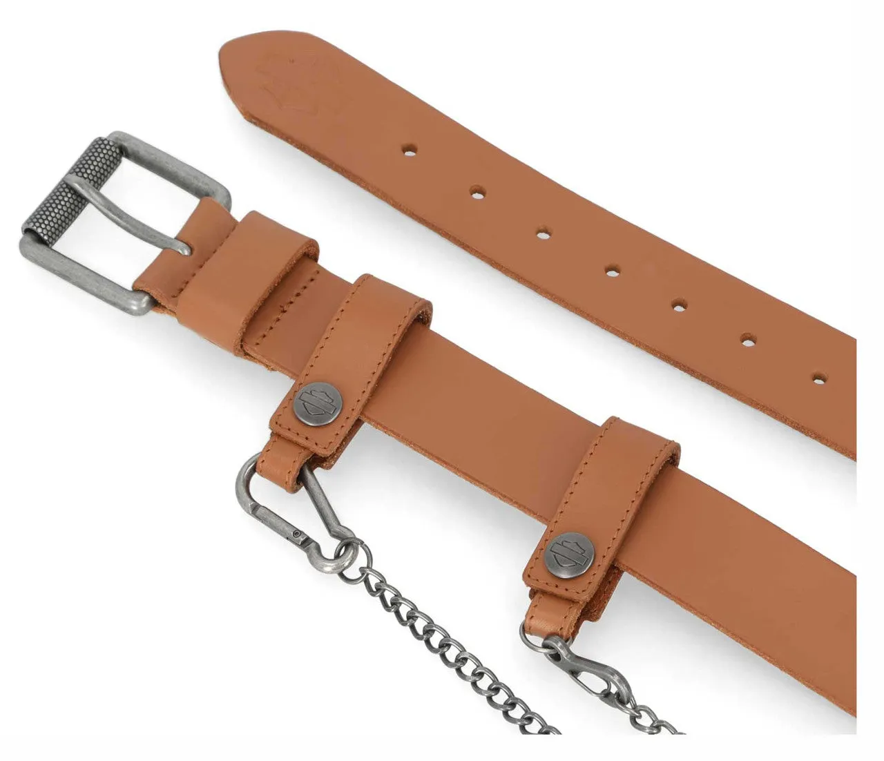 Women's Utility Fob Chain Genuine Leather Belt – Cashew