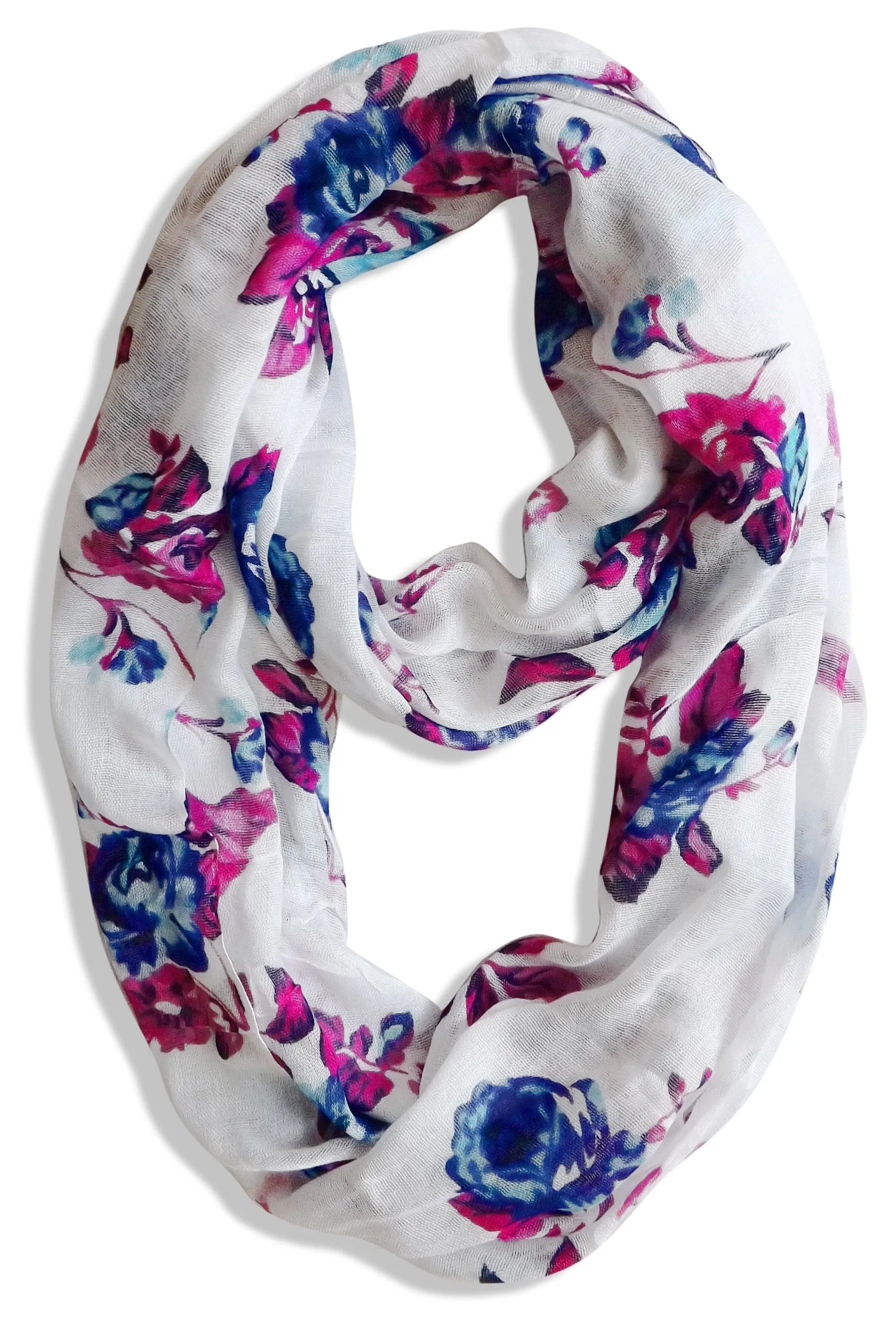 Womens Vintage Floral Sheer Infinity Scarf Circle Loop 2 Pack