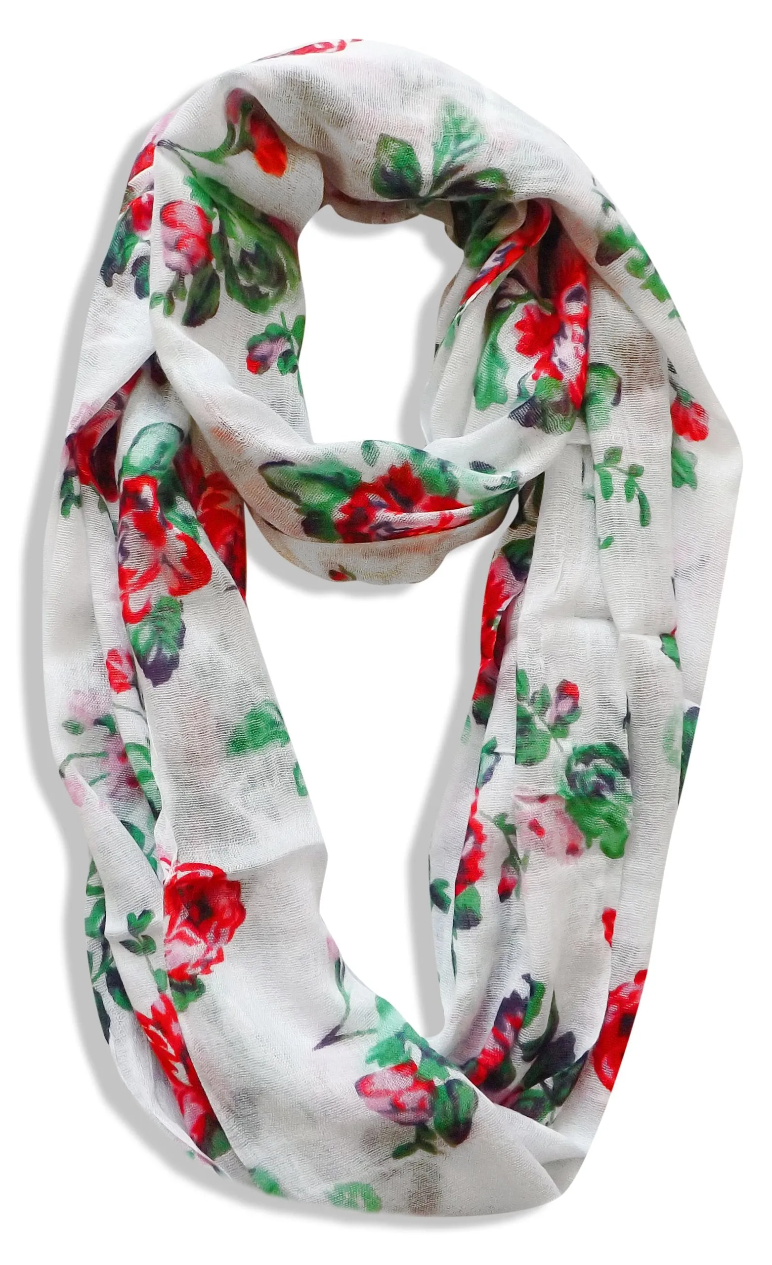 Womens Vintage Floral Sheer Infinity Scarf Circle Loop 2 Pack