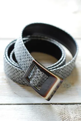 Wool and Leather Rhodoid Buckle Belt Gray